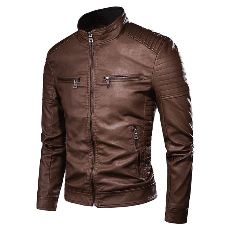 Jaqueta De Couro Masculina Slim Moderna
