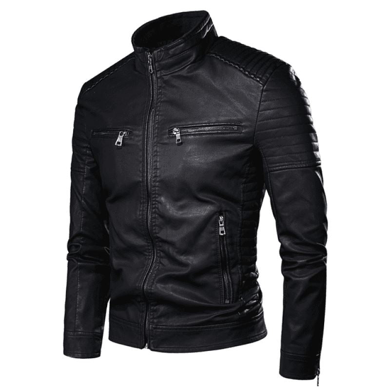 Jaqueta De Couro Masculina Slim Moderna