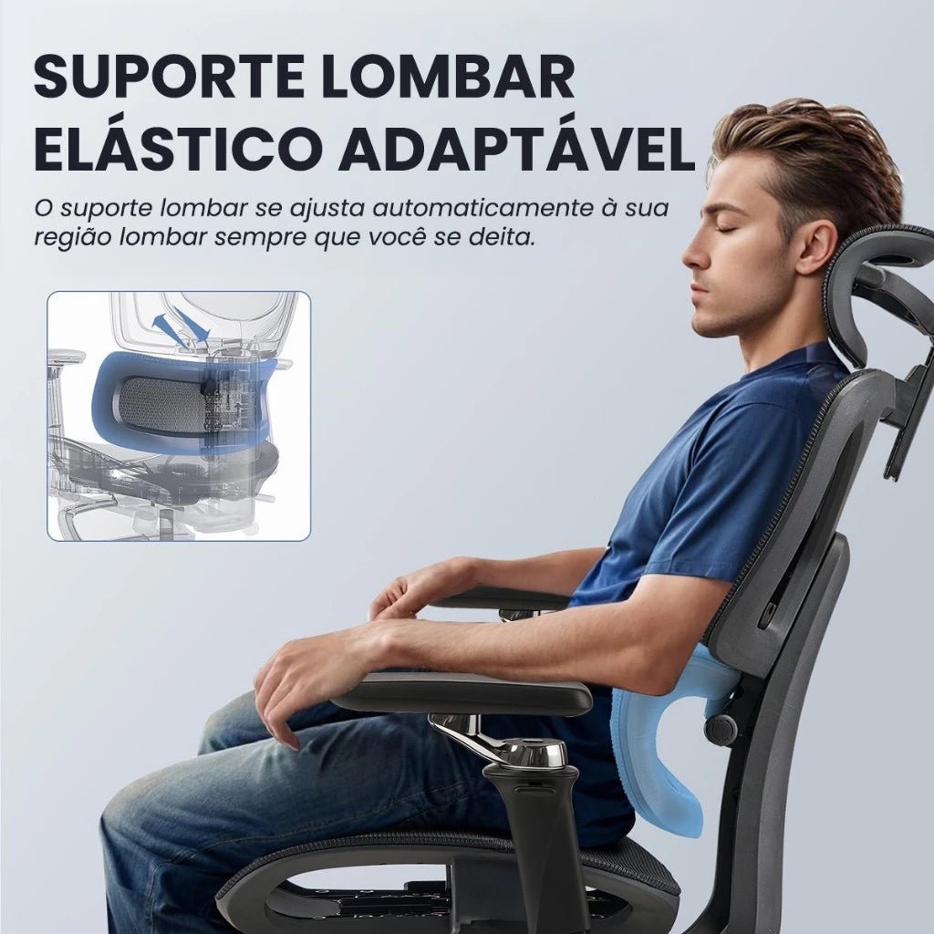 Cadeira Escritório Ergonômica, Suporte Lombar, Mesh, 6D, Até 150kg - Imagem 4
