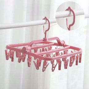 Varal de Secagem Rosa com 32 Prendedores