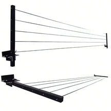 Varal Retrátil de Parede Preto em Aço Resistente até 40kg