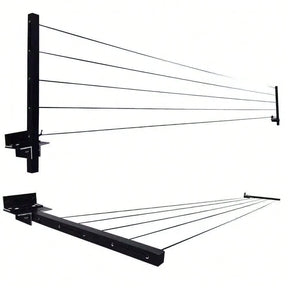 Varal Retrátil de Parede Preto em Aço Resistente até 40kg
