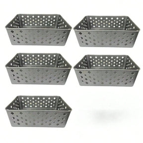 Kit 5 Cestos Organizadores Cinza 19x13x7cm