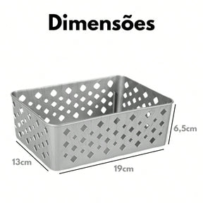 Kit 5 Cestos Organizadores Cinza 19x13x7cm