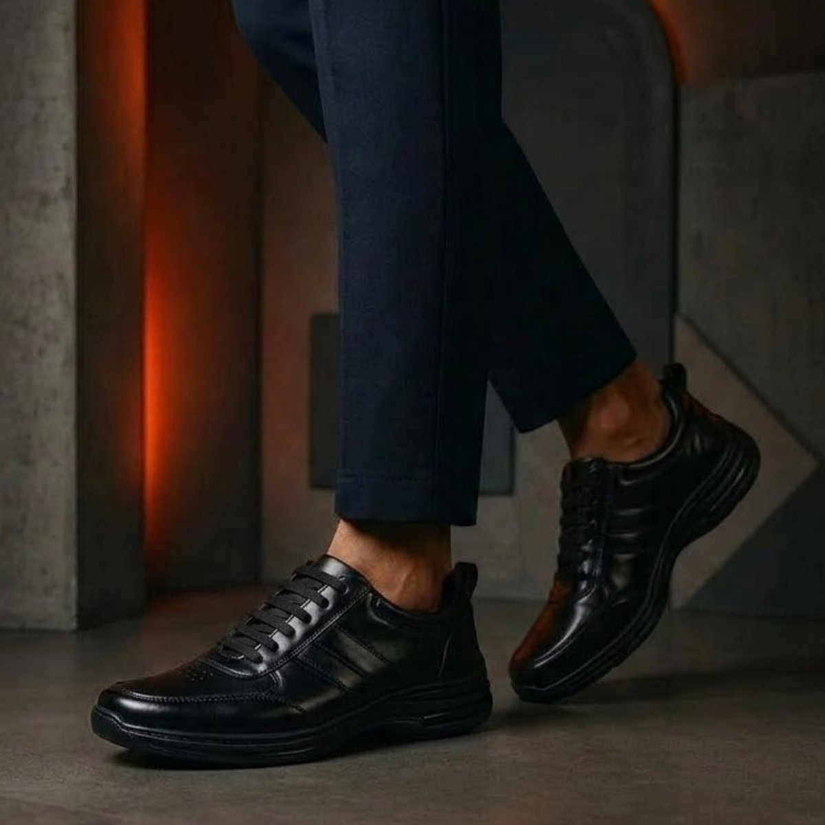 Tênis Masculino Confortável De Couro Legítimo