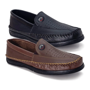Kit 2 Tênis Masculino Slip On Confortável De Couro