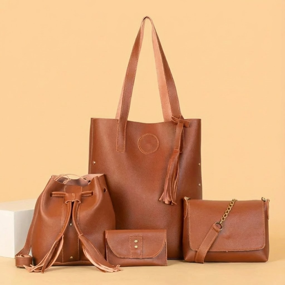 Kit Bolsa Feminina de Couro Vitória
