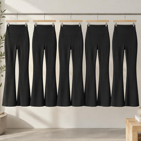 Kit 5 Calças Legging Flare Cintura Alta Feminina + Smartwatch