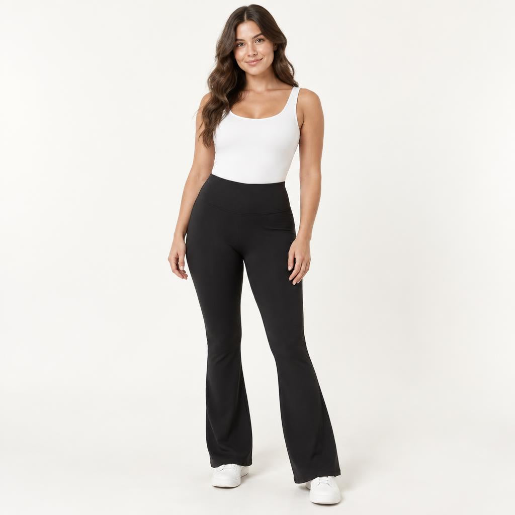 Kit 5 Calças Legging Flare Cintura Alta Feminina + Smartwatch