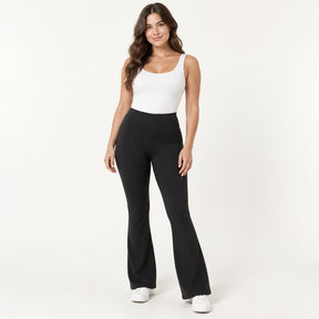 Kit 5 Calças Legging Flare Cintura Alta Feminina + Smartwatch