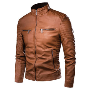 Jaqueta De Couro Masculina Slim Moderna