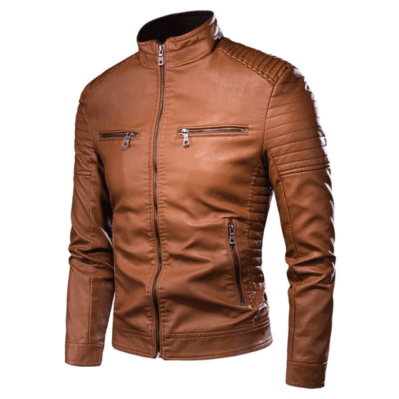 Jaqueta De Couro Masculina Slim Moderna