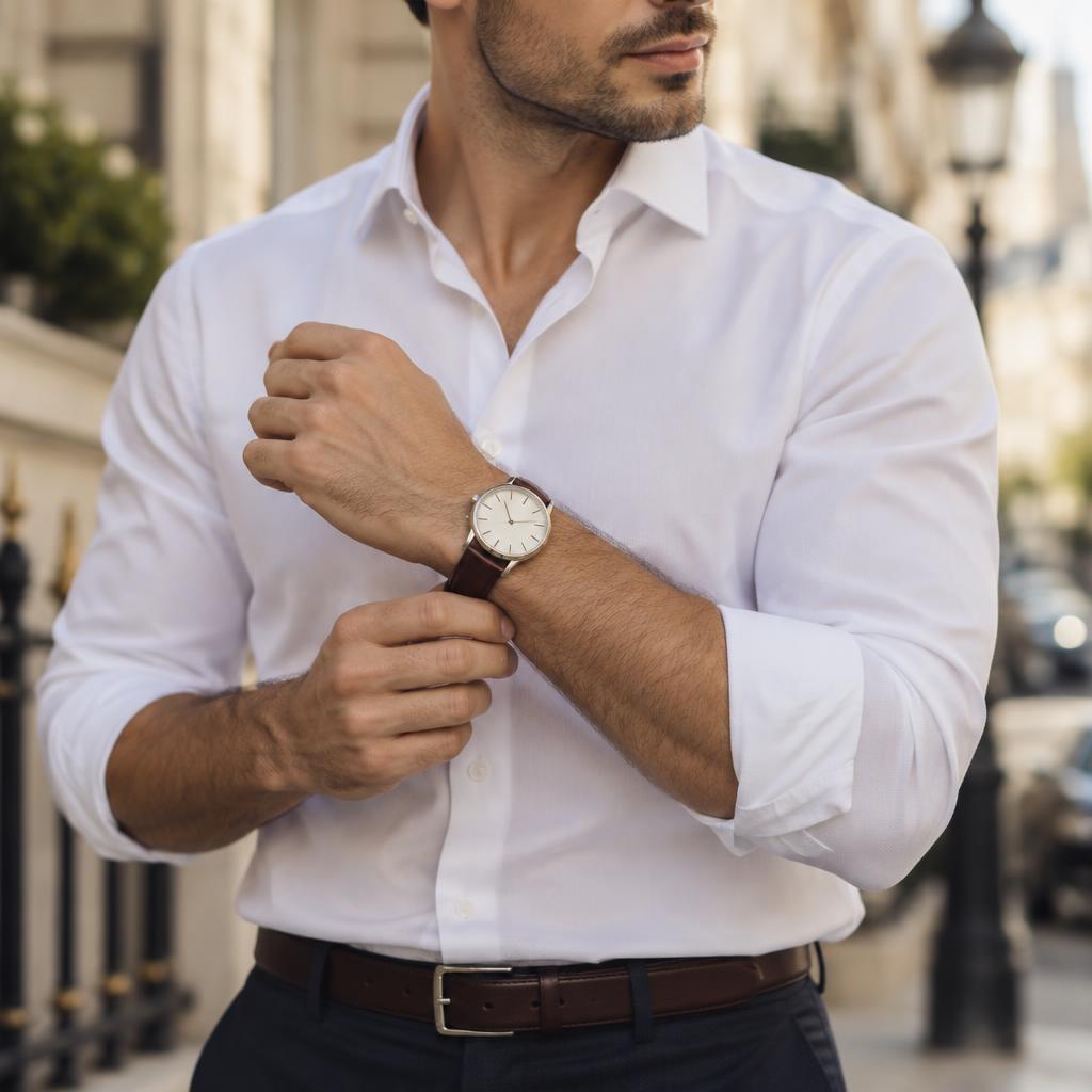 Kit 2 Camisas Sociais Masculinas Manga Longa + Relógio de Brinde