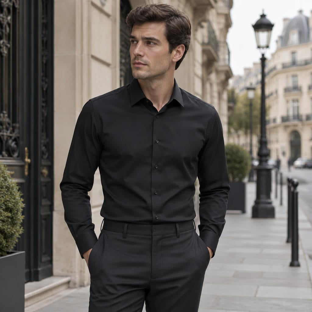 Kit 2 Camisas Sociais Masculinas Manga Longa + Relógio de Brinde