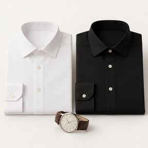 Kit 2 Camisas Sociais Masculinas Manga Longa + Relógio de Brinde