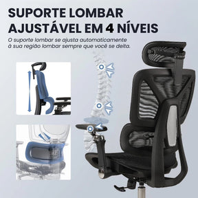 Cadeira Escritório Ergonômica, Suporte Lombar, Mesh, 6D, Até 150kg - Imagem 5