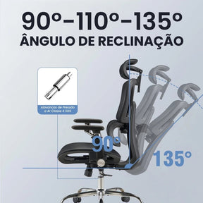 Cadeira Escritório Ergonômica, Suporte Lombar, Mesh, 6D, Até 150kg - Imagem 3